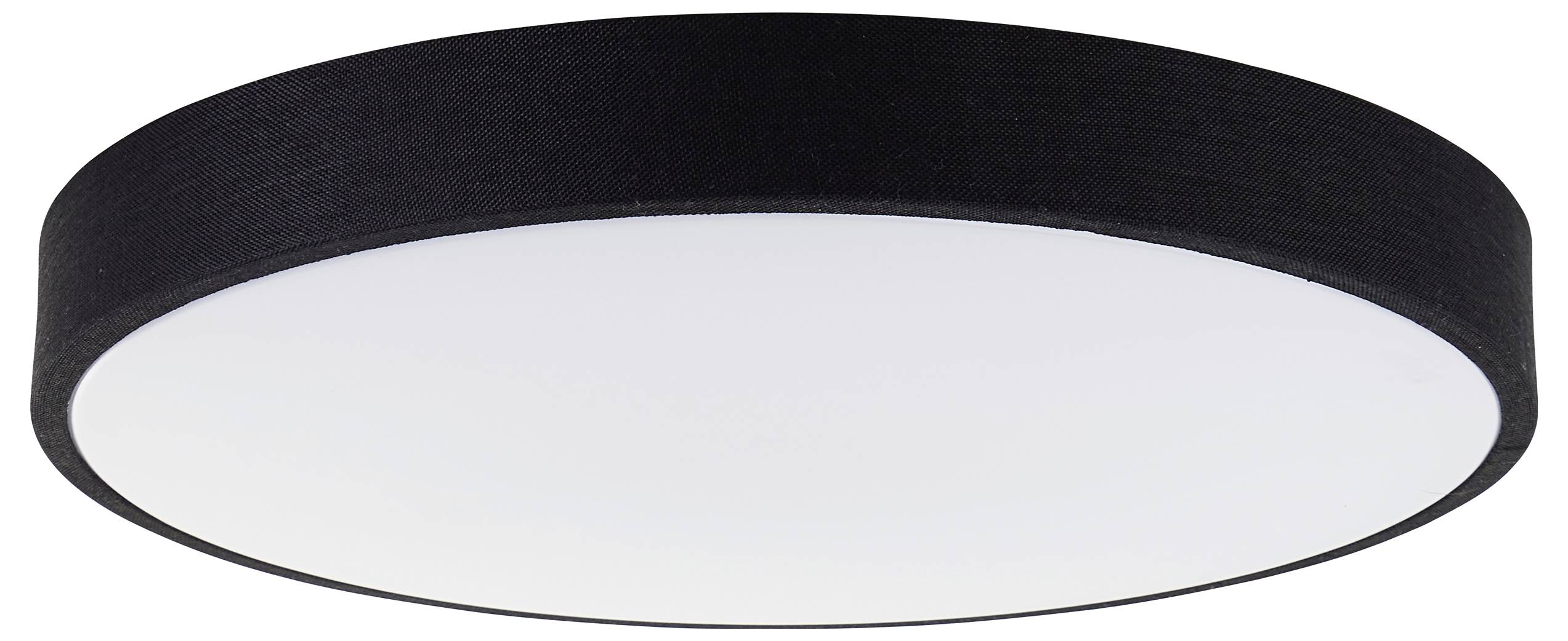 Okrúhle, ploché stropné svietidlo s čiernym lemom a bielou svietiacou plochou. Ideálne do moderných interiérov.