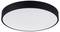 Okrúhle stropné svietidlo s čiernym okrajom a bielym difúzorom, navrhnuté pre rovnomerné osvetlenie.