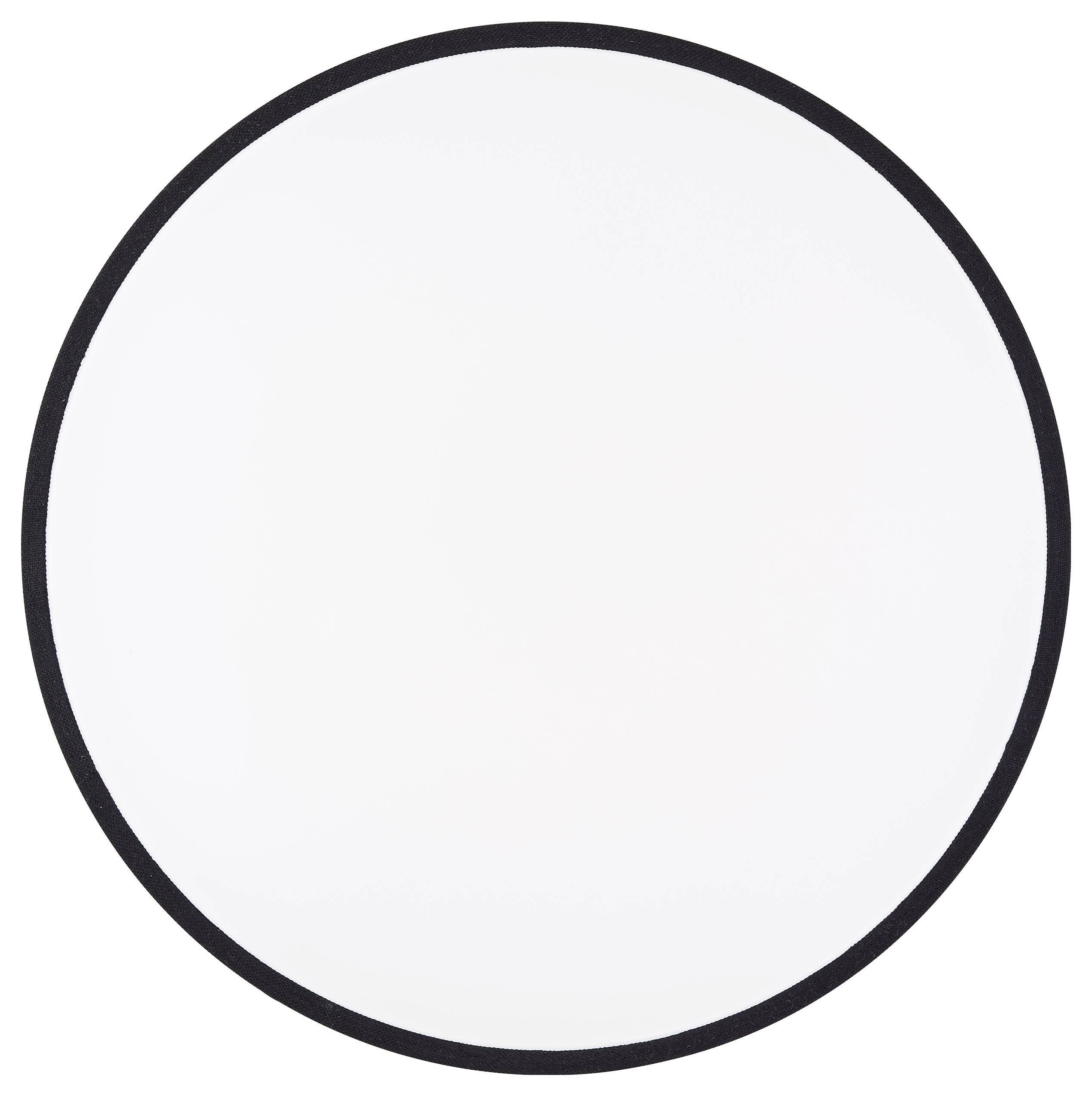 Okrúhly biely difúzor s čiernym okrajom, pravdepodobne určený pre fotografické alebo osvetľovacie účely.
