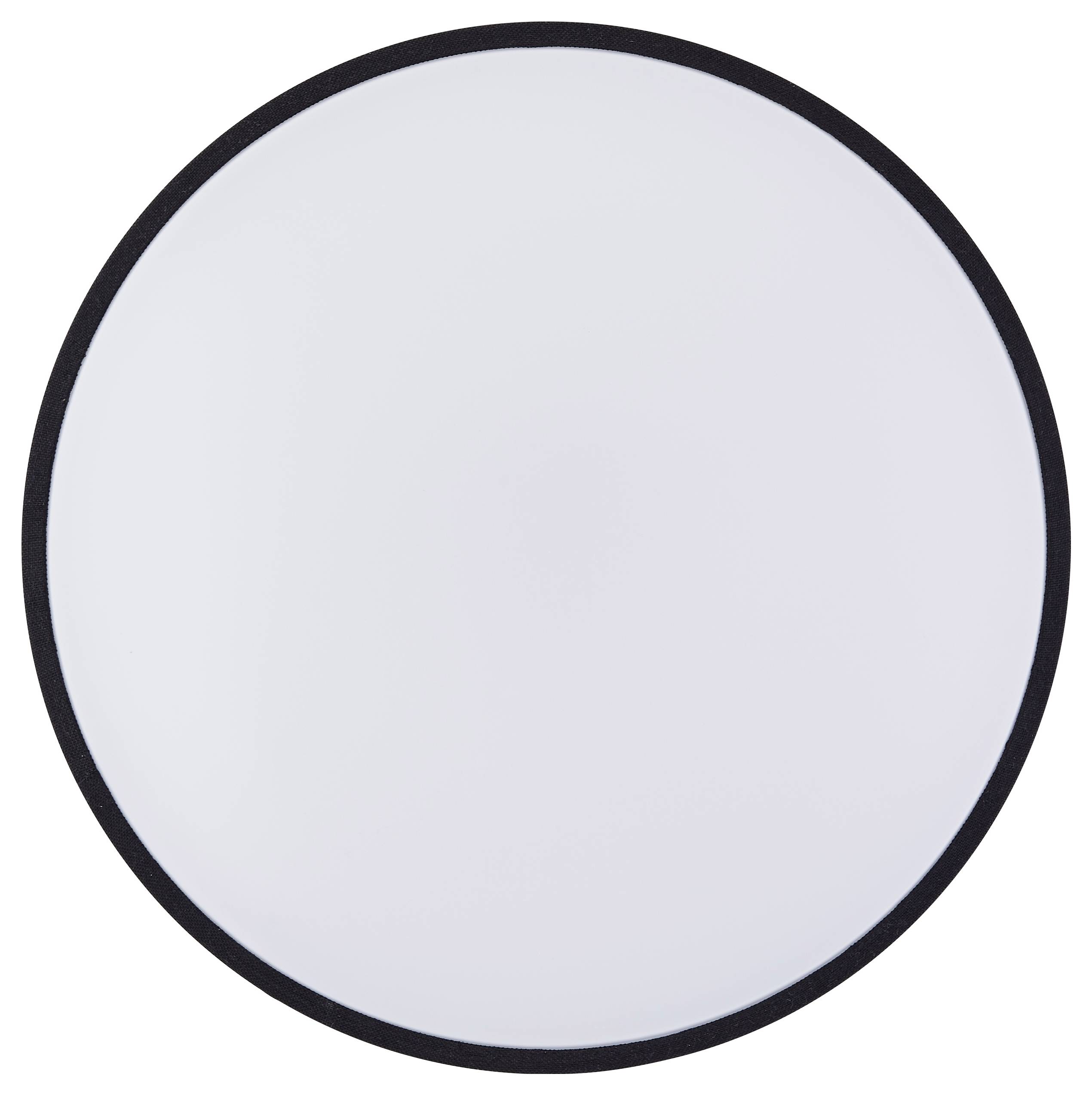 Guľatý, biely difúzny reflektor s čiernym okrajom, určený pre fotografiu a osvetlenie.