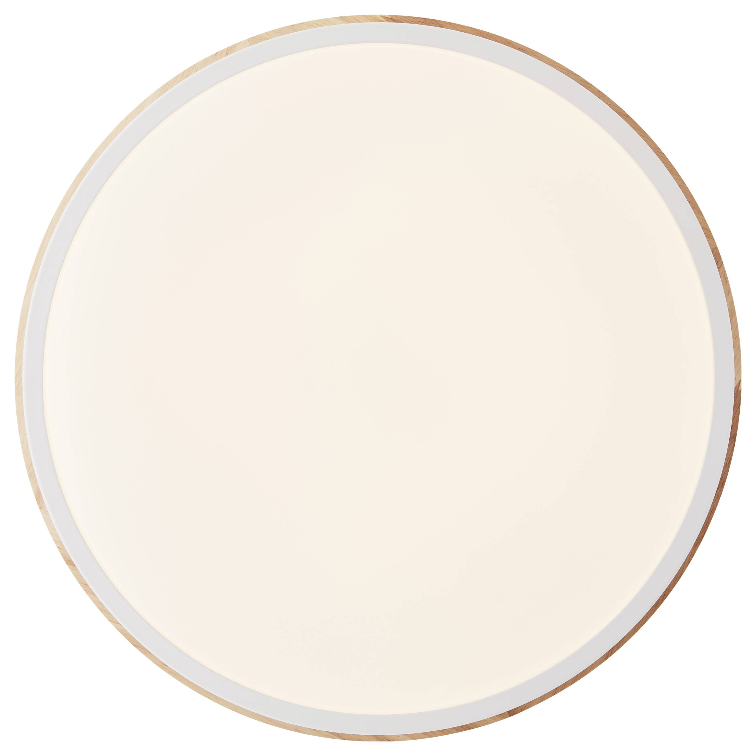 Okrúly, biely tanier s úzkym, svetlohnedým okrajom, zobrazený zhora. Tanier je prázdny a minimalisticky navrhnutý.
