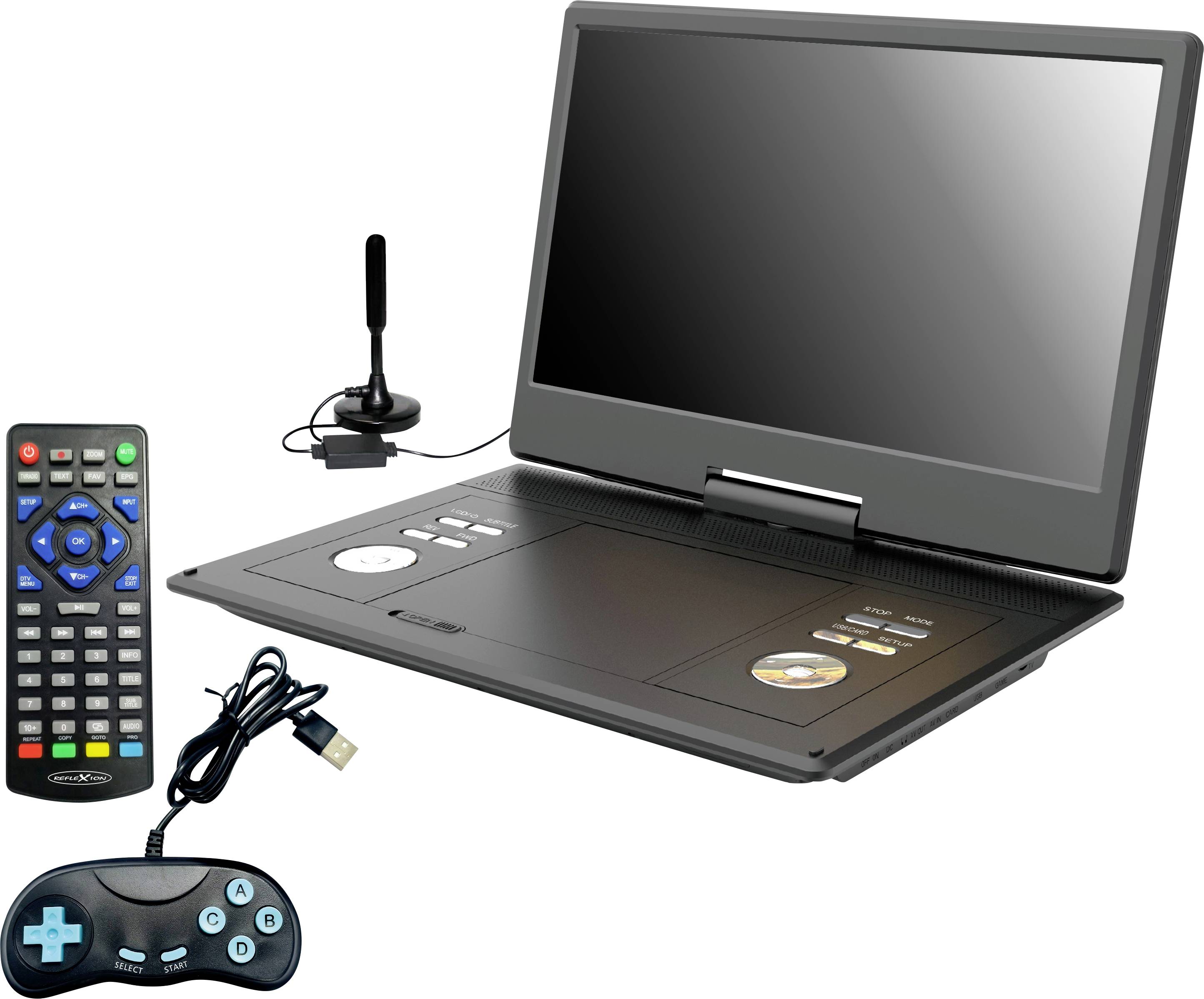 Reflexion DVD1424 Téléviseur portable avec lecteur DVD 36 cm 14 pouces CEE: E (A - G) fonctionnement sur batterie