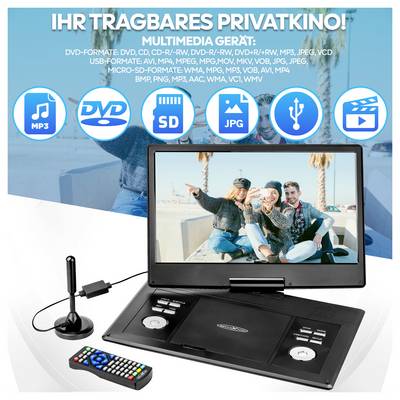 Reflexion DVD1424 Prenosný televízor s DVD prehrávačom 36 cm 14 palca En.trieda 2021: E (A - G) napájanie z akumulátora-6