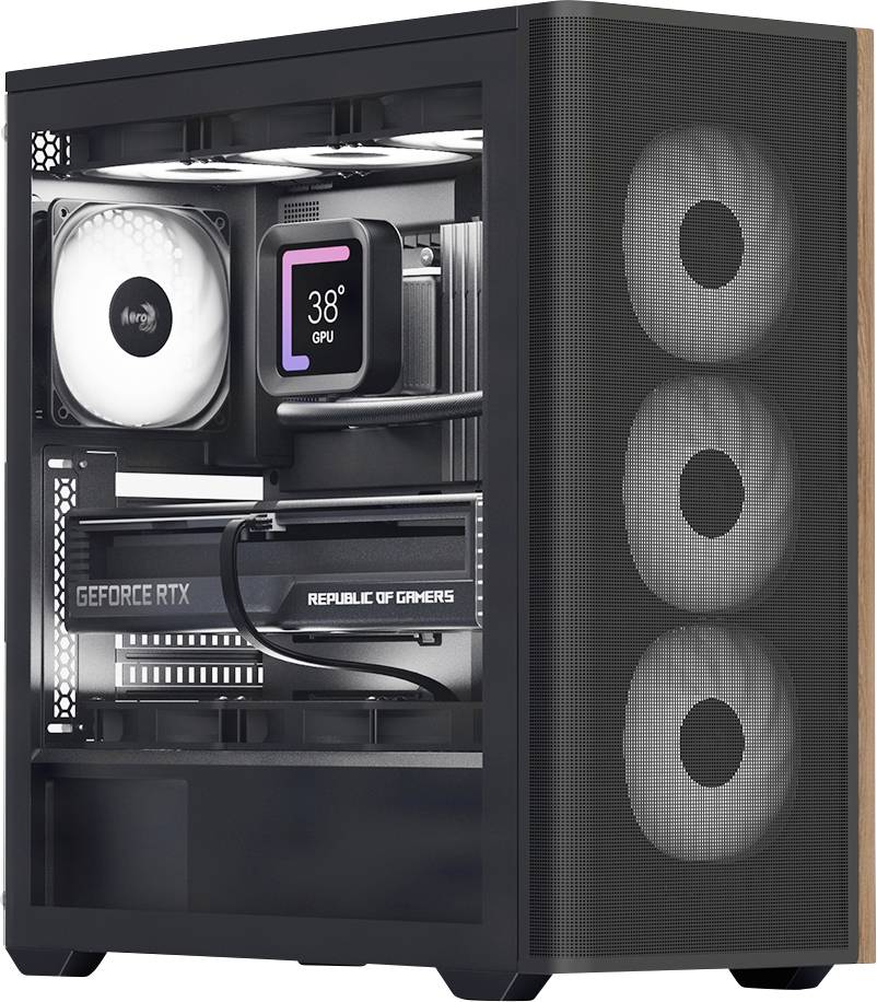 AeroCool D501A-G-BK-V2 Midi-tower PC-behuizing Zwart afbeelding