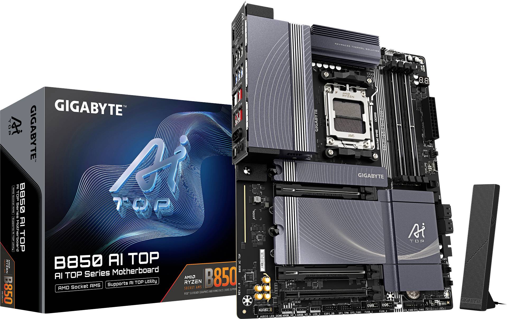 Gigabyte B850 AI TOP Mainboard Attacco (PC) #####AMD AM5 Fattore di forma (dettagli) ATX Chipset della scheda madre AMD® B850