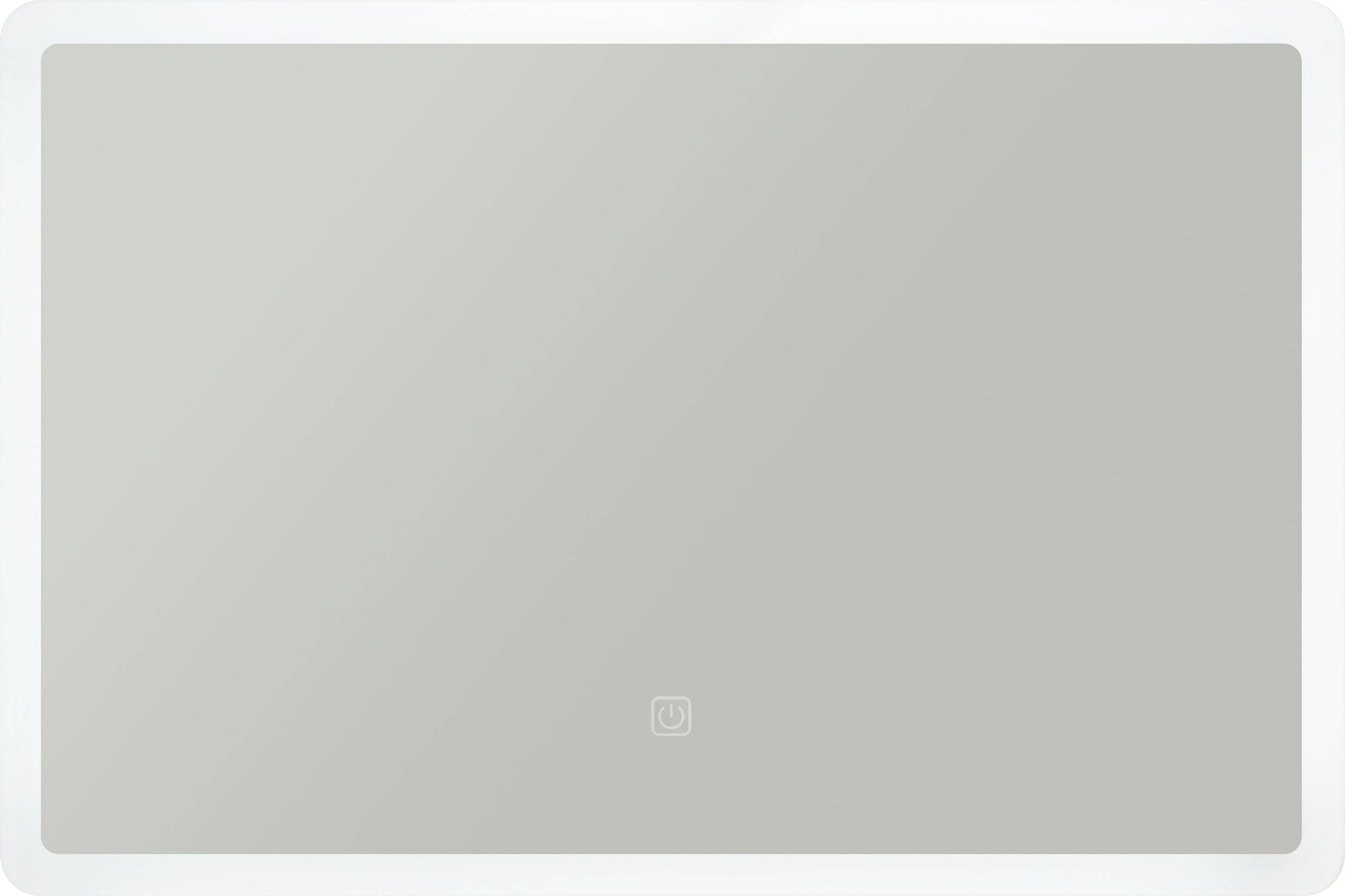 Obdĺžnikový, svetlosivý vypínač v minimalistickom dizajne.