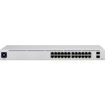 Sieťový prepínač s 24 ethernetovými portami a jedným dodatočným portom vpravo, vhodný na prepojenie viacerých zariadení.