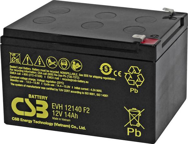 Fey Elektronik  EVH12140F2 olovený akumulátor 12 V 14 Ah olovený so skleneným rúnom (š x v x h) 151 x 100.3 x 98 mm  odolné proti viacerým cyklom, bezúdržbová, nebadateľné vybíjanie