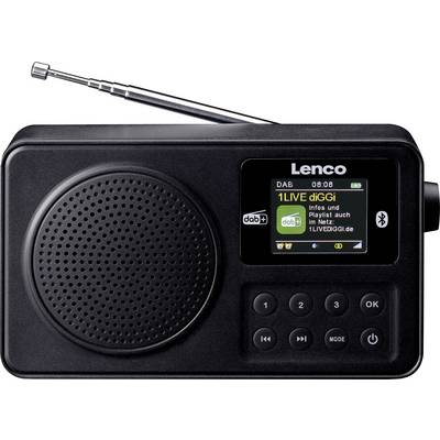 Čierne DAB+ rádio s displejom, ktoré zobrazuje rozhlasovú stanicu '1LIVE diGGi'. Vľavo reproduktor, vpravo tlačidlá a displej s anténou.