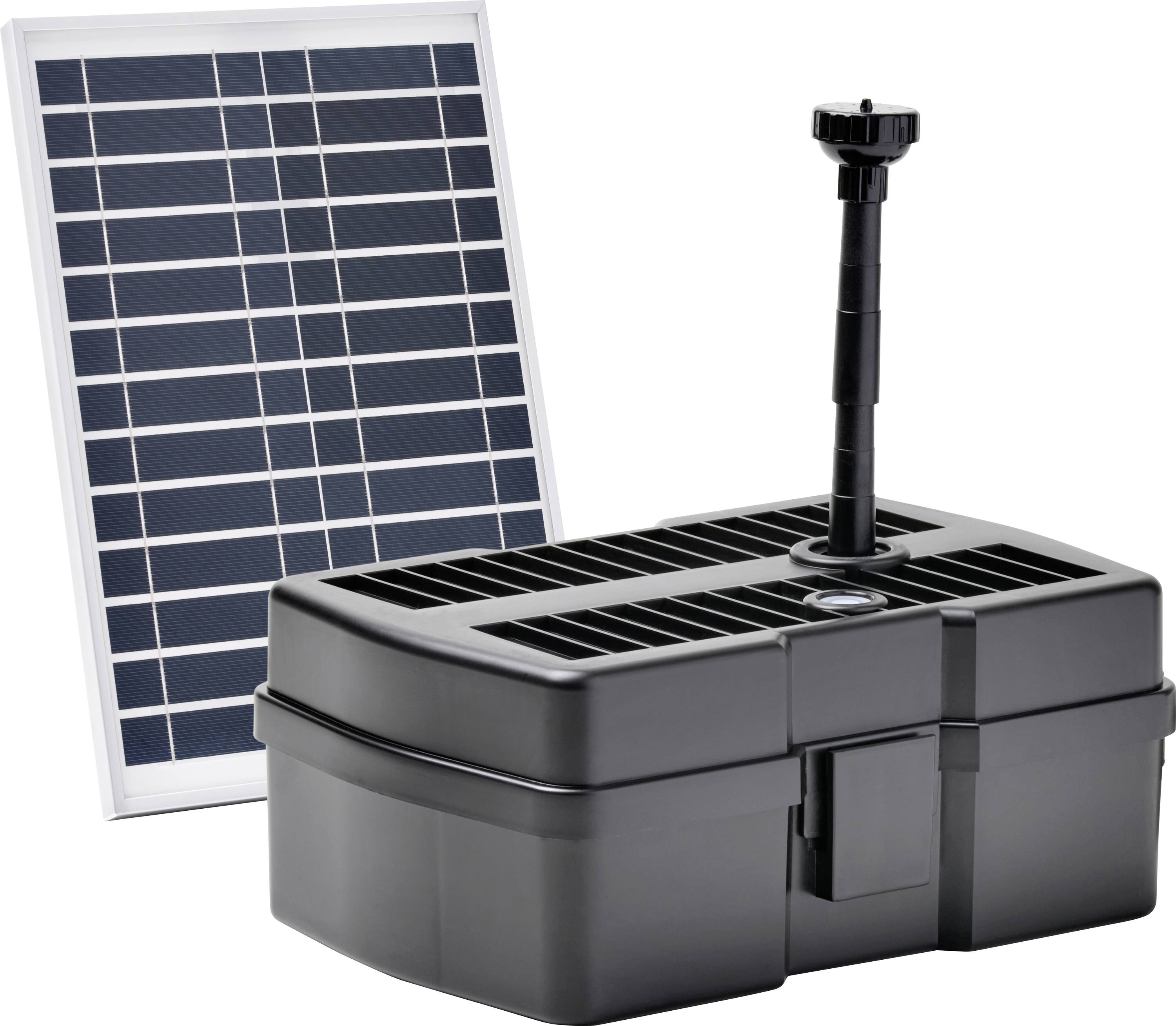 Malý solárny fontánový čerpací systém s fotovoltaickým panelom a vodným čerpadlom, navrhnutý pre jazierka alebo vtáčie napájadlá.
