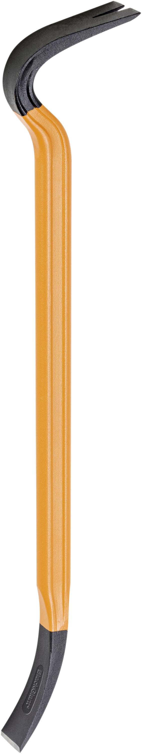 Páčidlo s oranžovou kovovou rukoväťou, na oboch koncoch ohnuté a zploštené, používané na vypáčenie predmetov.
