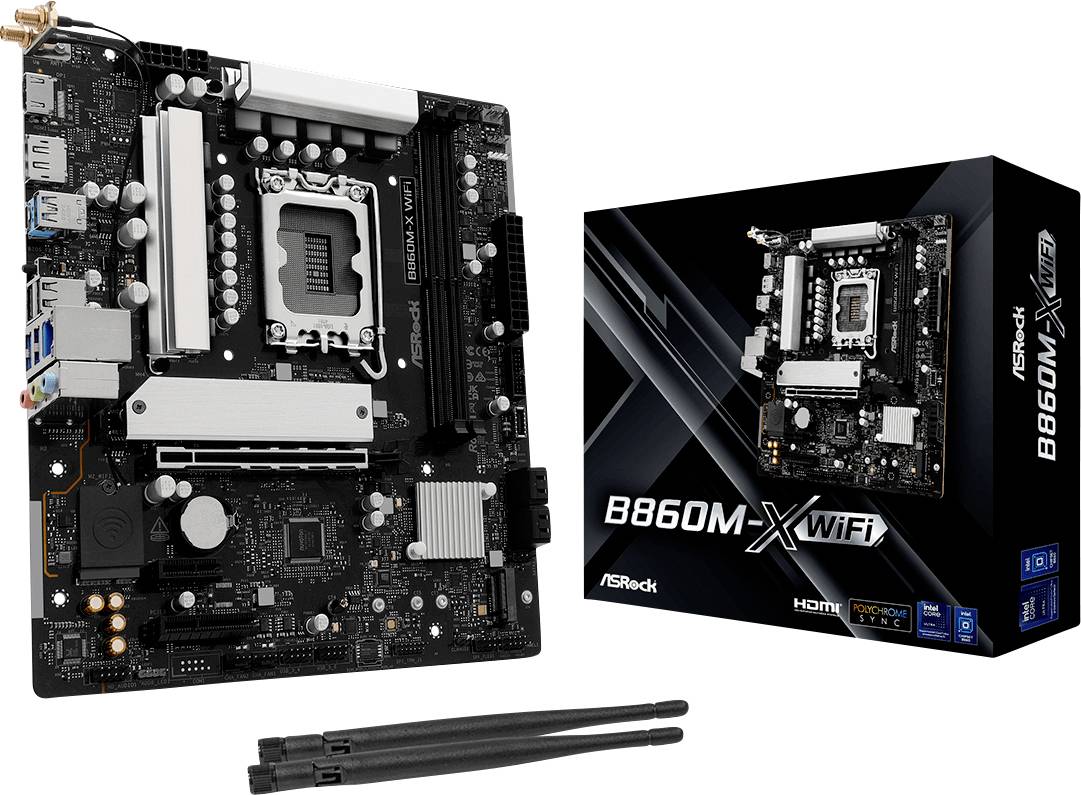 ASRock B860M-X WiFi Moederbord Socket Intel LGA 1851 afbeelding