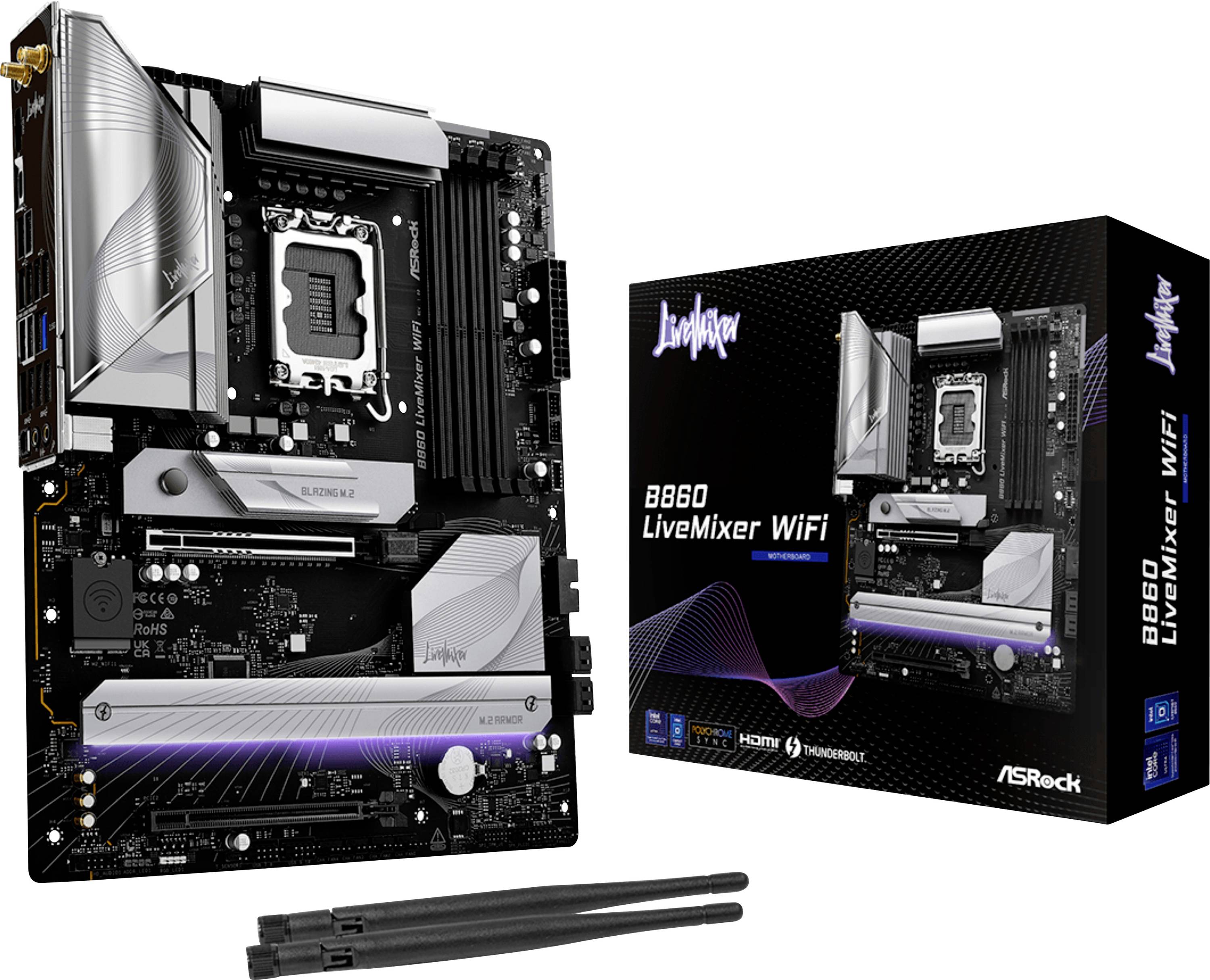 ASRock B860 LiveMixer WiFi Moederbord Socket Intel LGA 1851 Vormfactor ATX afbeelding