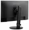 Čierny počítačový monitor zozadu; nastaviteľný stojan a ergonomický dizajn. Značka 'ViewSonic' rozpoznateľná na zadnej strane.