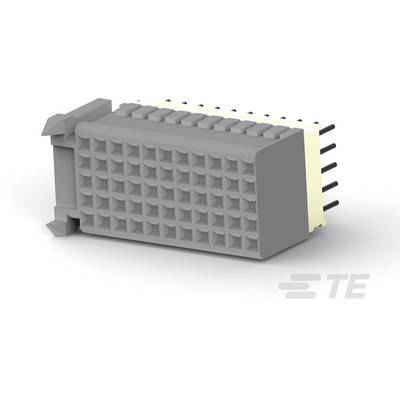 Šedý elektrický kryt konektora s viacerými štvorcovými prípojmi, bočnou zásuvnou oblasťou a logom TE.