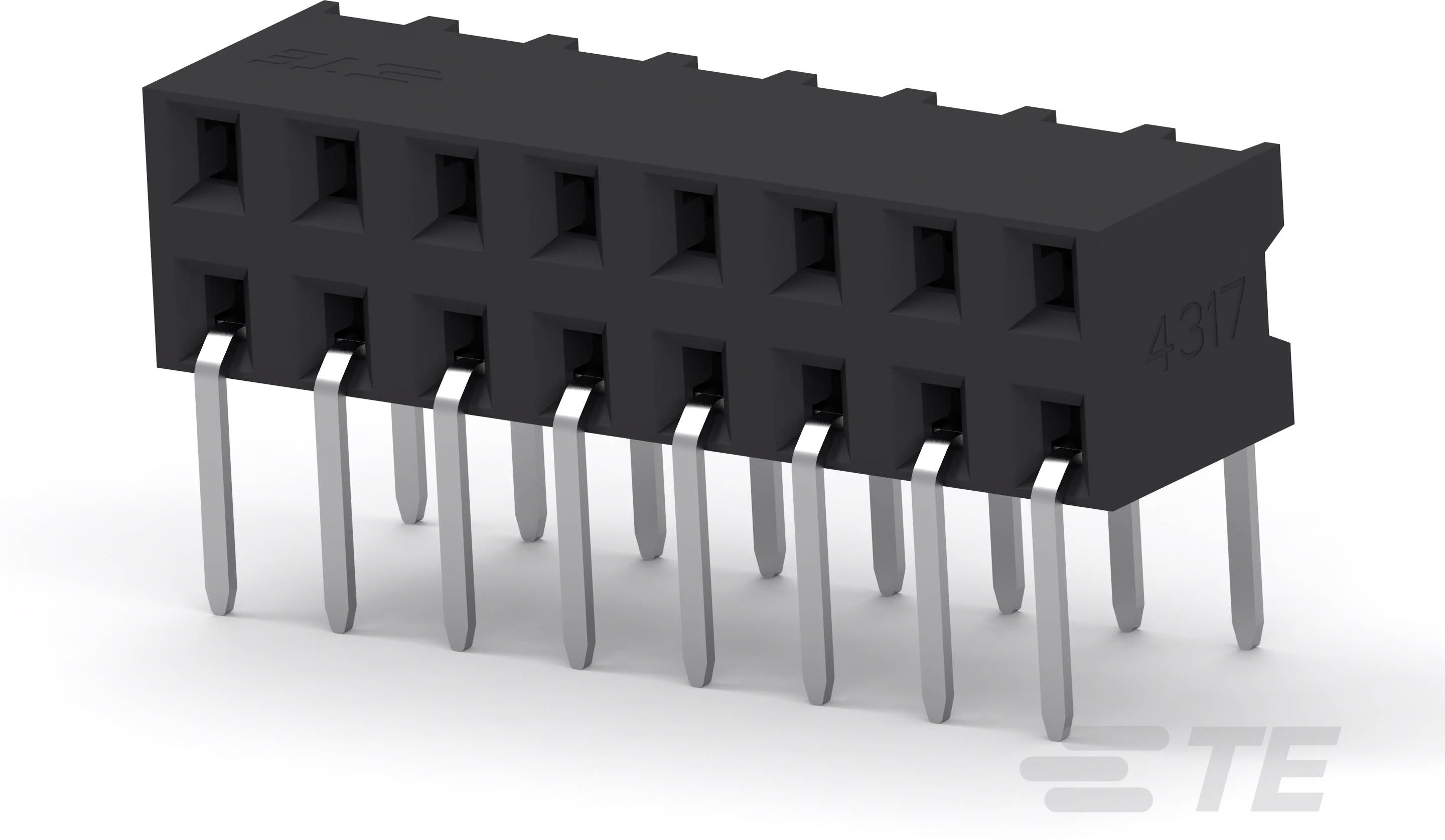 Elektronický konektor s 10 kovovými kolíkmi na spodnej strane. Po boku je označenie 4317.