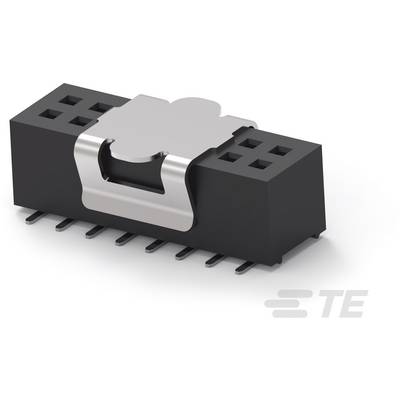 Čierny konektor so striebornou svorkou, šesť pinov na každom konci, vhodný pre elektronické prepojenia.