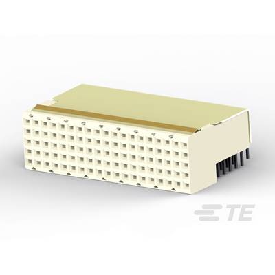 Obdĺžnikový elektronický konektor s viacerými radmi pinov, vhodný pre technické aplikácie. Logo 'TE' je viditeľné.