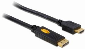 Delock HDMI / DisplayPort Cavo Spina DisplayPort, Spina HDMI-A 5 m Nero 82441 intrecciato, contatti connettore dorati, tripla schermatura Cavo Display