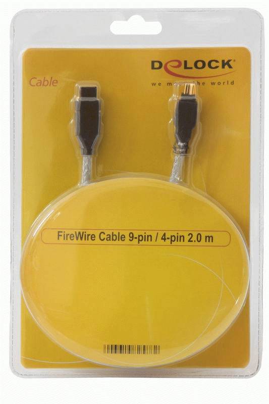 Delock Firewire prepojovací kábel [1x firewire (400) zástrčka 4-pólová - 1x firewire (800) zástrčka 9-pólová] 2 m sivá-2