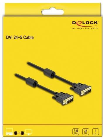 Žltý obal pre DVI 24+5 kábel, zobrazujúci dva vyobrazené káble a obchodné meno v pravom hornom rohu.