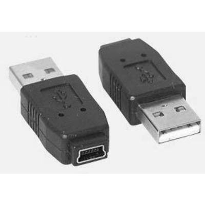 Dva čierne USB adaptéry, jeden so štandardným USB konektorom, druhý s mini-USB konektorom, vedľa seba na sivom pozadí.