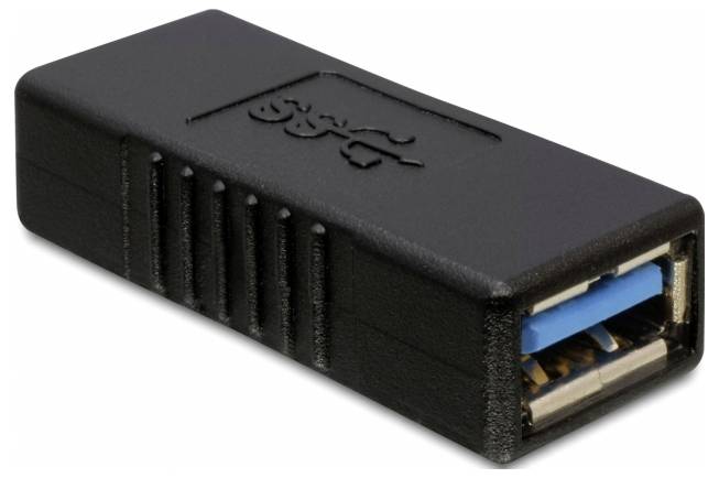 Čierny USB adaptér s modrou USB 3.0 zásuvkou.