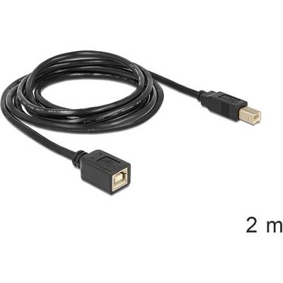 Delock USB kábel USB 2.0 USB-B zástrčka, USB-B zásuvka 2.00 m čierna 83427