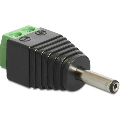 Adaptér s vrúbkovaným čiernym krytom a kovovým konektorom, vhodný pre audio alebo elektrické pripojenia.