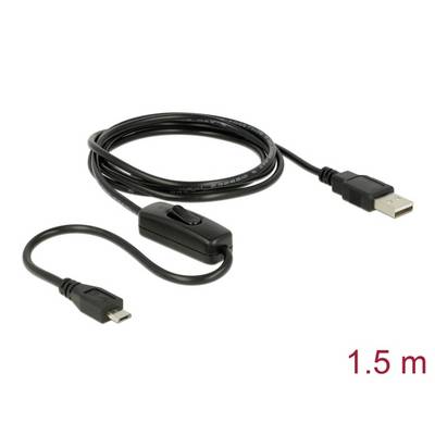 USB kábel so spínačom, dĺžka 1,5 m, s USB a Micro-USB konektormi.