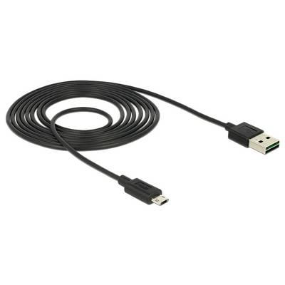 Čiernny USB kábel so štandardným USB konektorom na jednej strane a micro-USB konektorom na druhej strane.