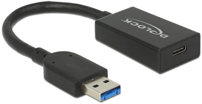 USB na USB-C adaptérový kábel v čiernej farbe, umožňuje prepojenie medzi zariadeniami s USB-A a USB-C. Adaptér s krátkym káblom.