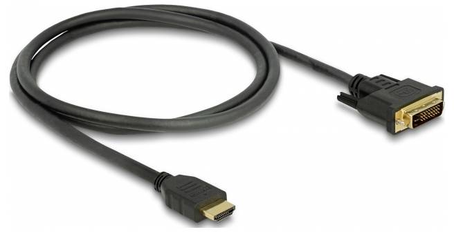 Delock HDMI / DVI Cavo Spina HDMI-A, Spina DVI-D 24+1pol. 1 m Nero 85652 tripla schermatura, contatti connettore dorati Cavo HDMI