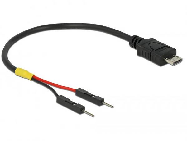 Delock USB kábel  USB Micro-B zástrčka, zástrčka na dosku 2pólová 0.10 m čierna sa sloupkovým konektorom 85406