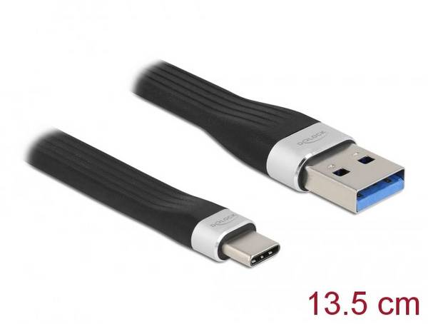 Delock USB kábel USB-A zástrčka, USB-C ® zástrčka 0.14 m čierna 85771