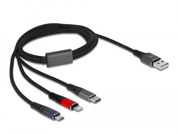 Delock USB kábel USB 2.0 USB-A zástrčka, USB Micro-B zástrčka, Apple Lightning konektor, USB-C® 1.00 m zelená  87277