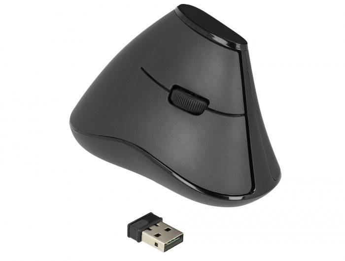 Delock 12622 Ergonomische muis USB Optisch Zwart 5 Toetsen 1000 dpi