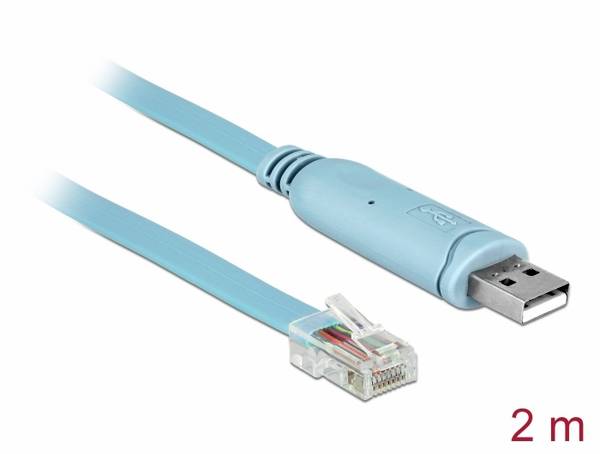 Delock USB adaptér USB 1.1, USB 2.0 USB-A zástrčka, konektor rj45 2.00 m modrá 64185