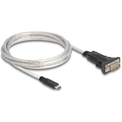 Priehľadný USB-sériový kábel s čiernym konektorom na každom konci, vhodný pre prenos dát medzi zariadeniami.