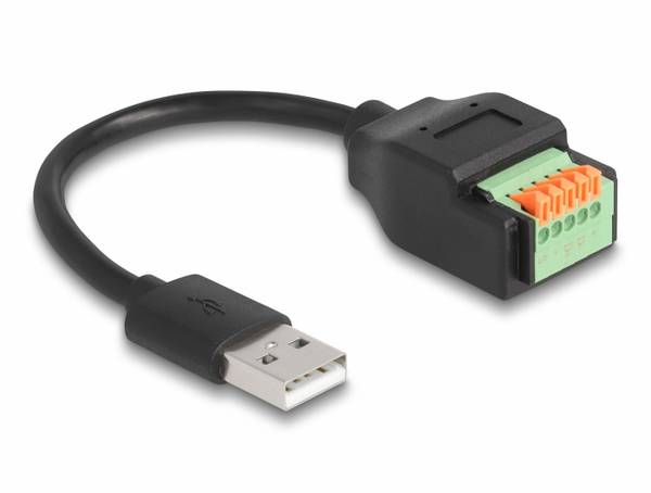Delock USB kábel USB 2.0 USB-A zástrčka, pětipinová svorkovnice 0.15 m čierna 66061