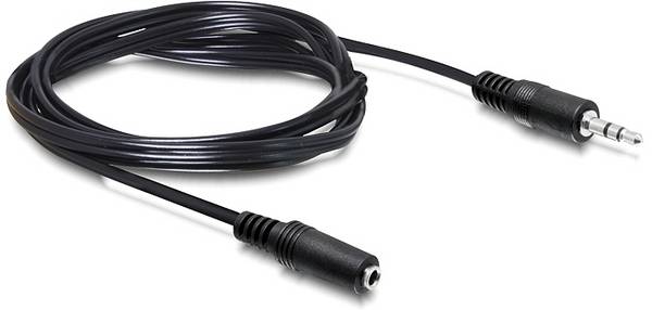 Delock 84002 jack audio prepojovací kábel [1x jack zástrčka 3,5 mm - 1x jack zásuvka 3,5 mm] 3 m čierna