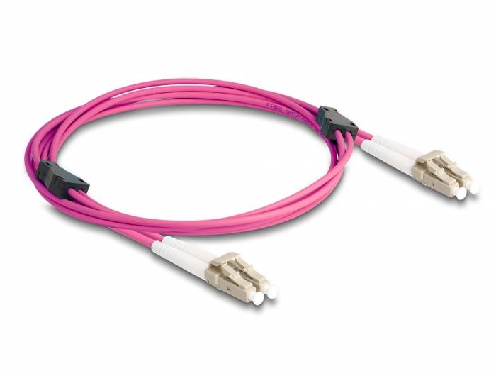 Delock 87914 optické vlákno LWL prepojovací kábel [1x zástrčka LC - 1x zástrčka LC] 50/125 µ Multimode OM4 2 m-1