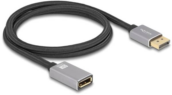 Delock DisplayPort prepojovací kábel Konektor DisplayPort, DisplayPort zásuvka 1 m čierna, sivá 81079 8K UHD, trojžilový tienený, pozlátené kontakty Kábel DisplayPort