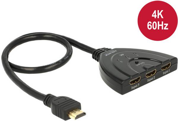 Delock 18600  Prepínač HDMI pripravené pre Ultra HD, možnosť 3D prehrávania 3840 x 2160 Pixel