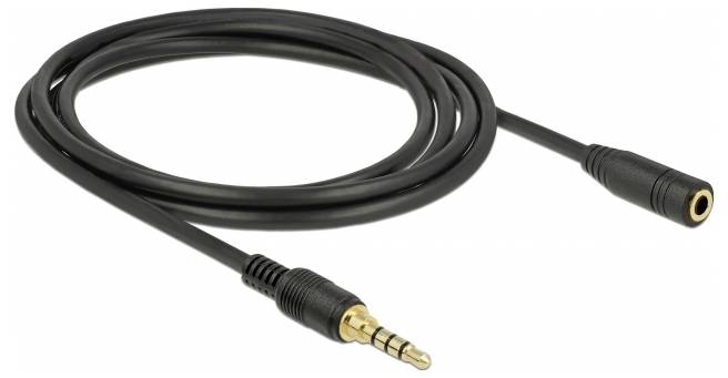 Čiernobiele audio káble s 3,5 mm jack konektorom na jednom konci a zásuvkou na druhom konci, vhodné pre slúchadlá.