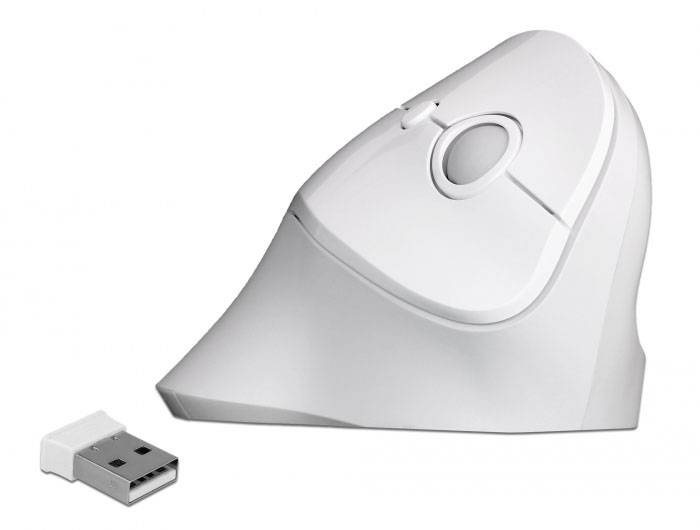 Delock 12596 ergonomická myš, prenos USB, bezdrôtový, 4 tlačidlo, 800 dpi, 1200 dpi, 1600 dpi, biela-0