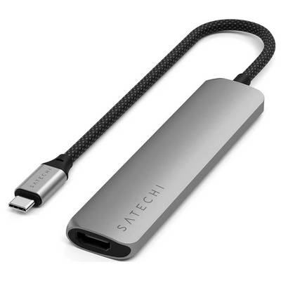 USB-C adaptér od Satechi s HDMI portom a opletaným káblom.