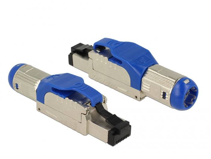 Delock Delock - Netzwerkanschluss - RJ-45 (M) - 6.6 cm Konektor RJ45, montáž v teréne, Cat.8.1, kovový 86487 modrá, stri-1