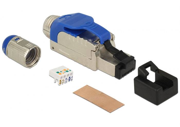 Delock Delock - Netzwerkanschluss - RJ-45 (M) - 6.6 cm Konektor RJ45, montáž v teréne, Cat.8.1, kovový 86487 modrá, stri-2