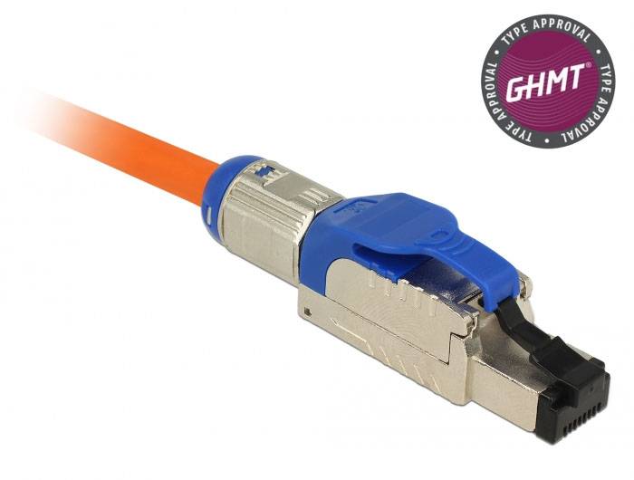 Delock Delock - Netzwerkanschluss - RJ-45 (M) - 6.6 cm Konektor RJ45, montáž v teréne, Cat.8.1, kovový 86487 modrá, stri-3